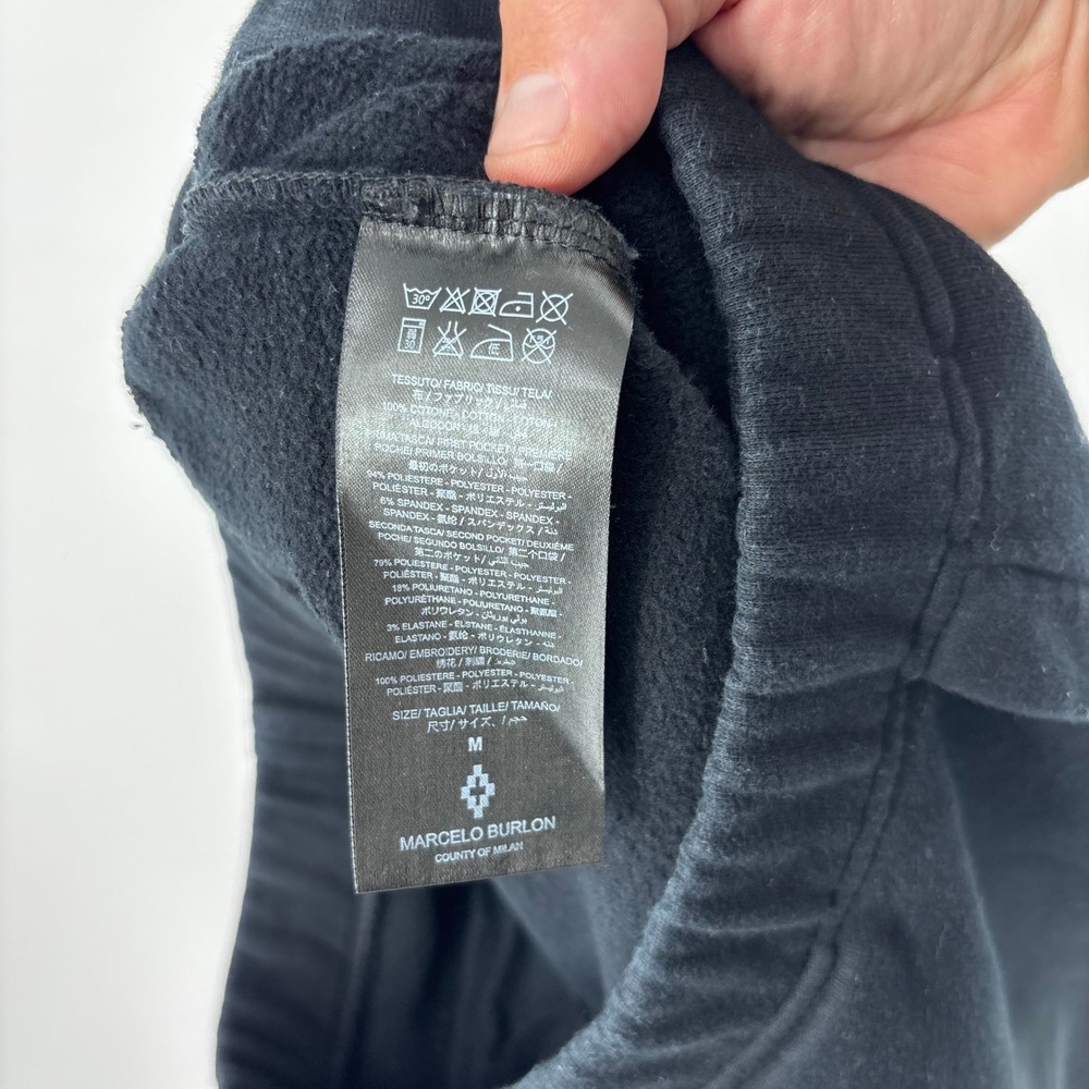 Marcelo Burlon County of Milan Sweat Shorts Mens M Black Utility Techwear - Picture 9 of 10